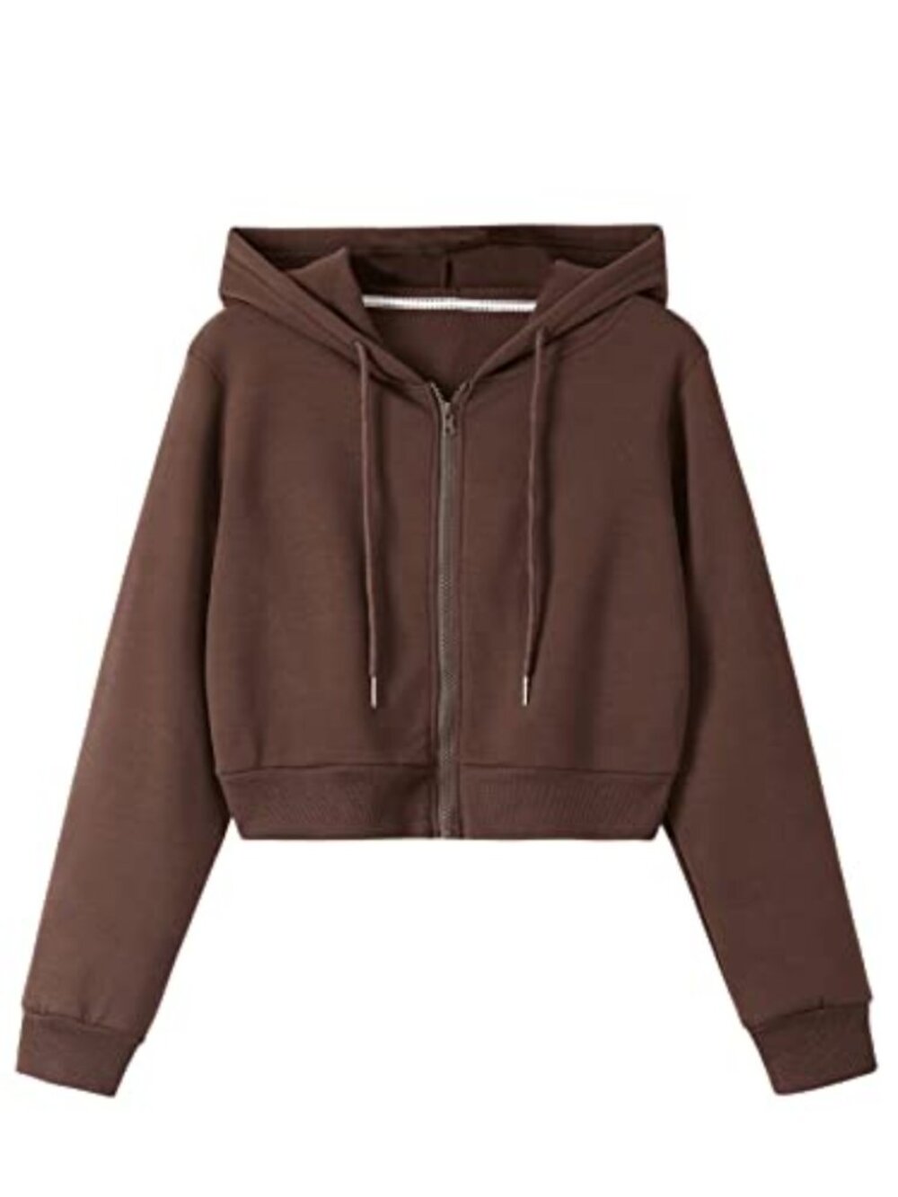 SweatyRocks Long Sleeve Drawstring Full Zip Cropped Hooded Jacket